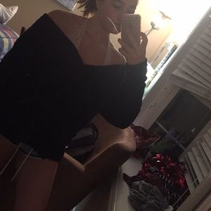 Fuzzy off the shoulder sweater